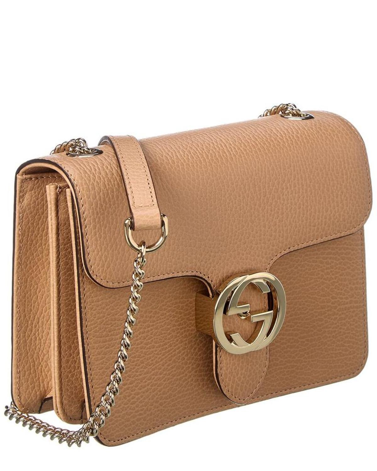 Gucci Interlocking G Small Leather Shoulder Bag, Brown