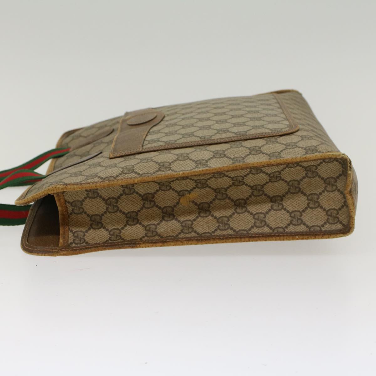 GUCCI GG Canvas Web Sherry Line Tote Bag Beige Red Green 89.02.997 ep1045