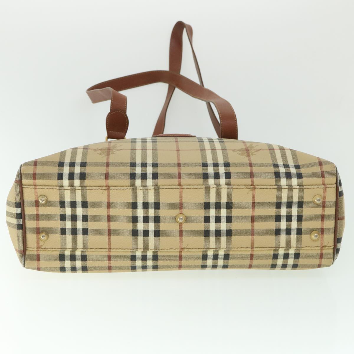 BURBERRYSs Nova Check Tote Bag PVC Leather Beige Auth ep1961