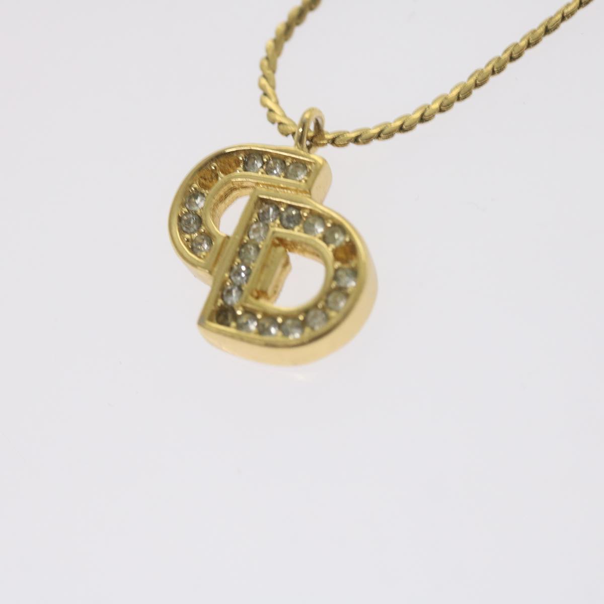 CHRISTIAN DIOR Necklace Gold Tone Auth ep2558