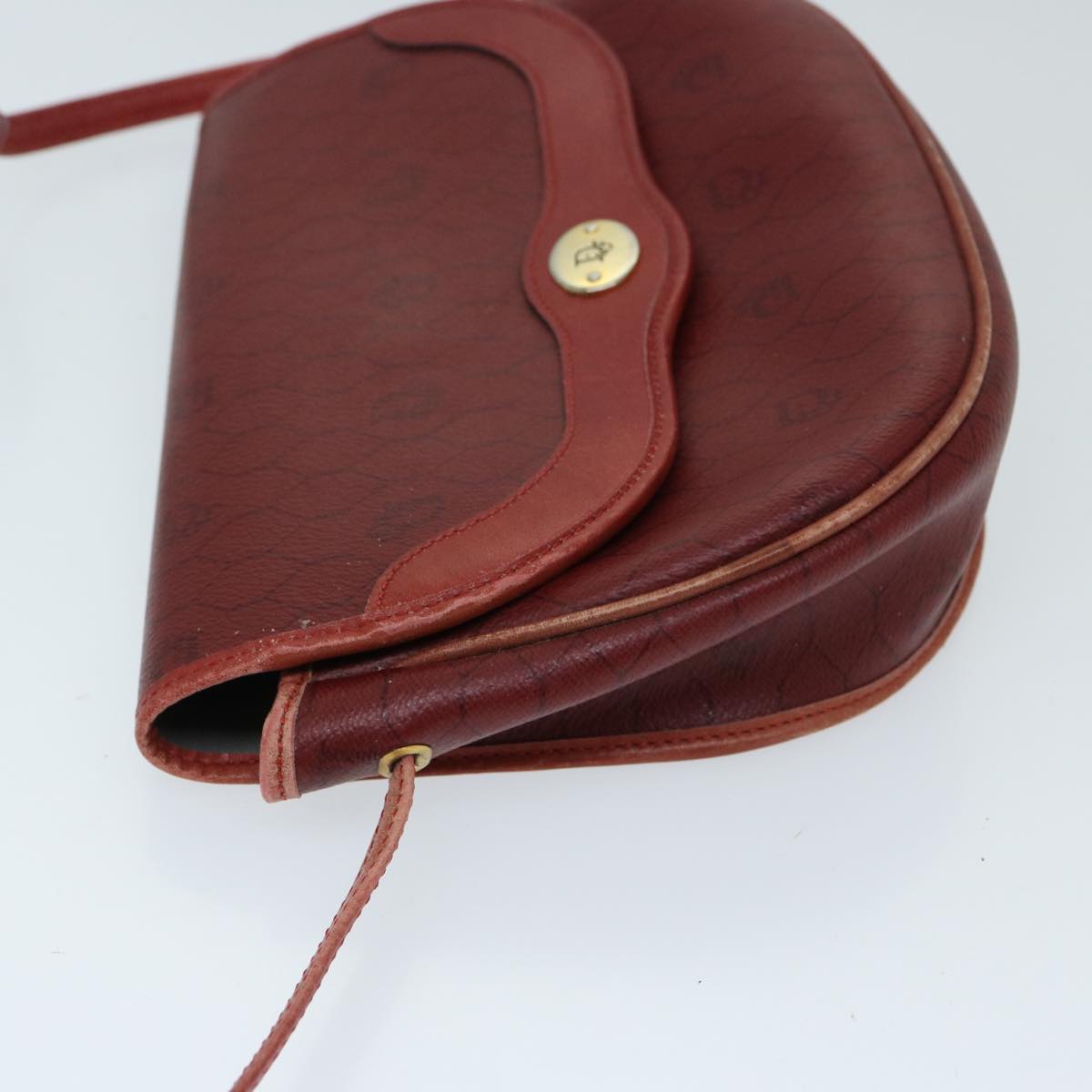 CHRISTIAN DIOR Honeycomb Canvas Shoulder Bag PVC Red Auth ep3831