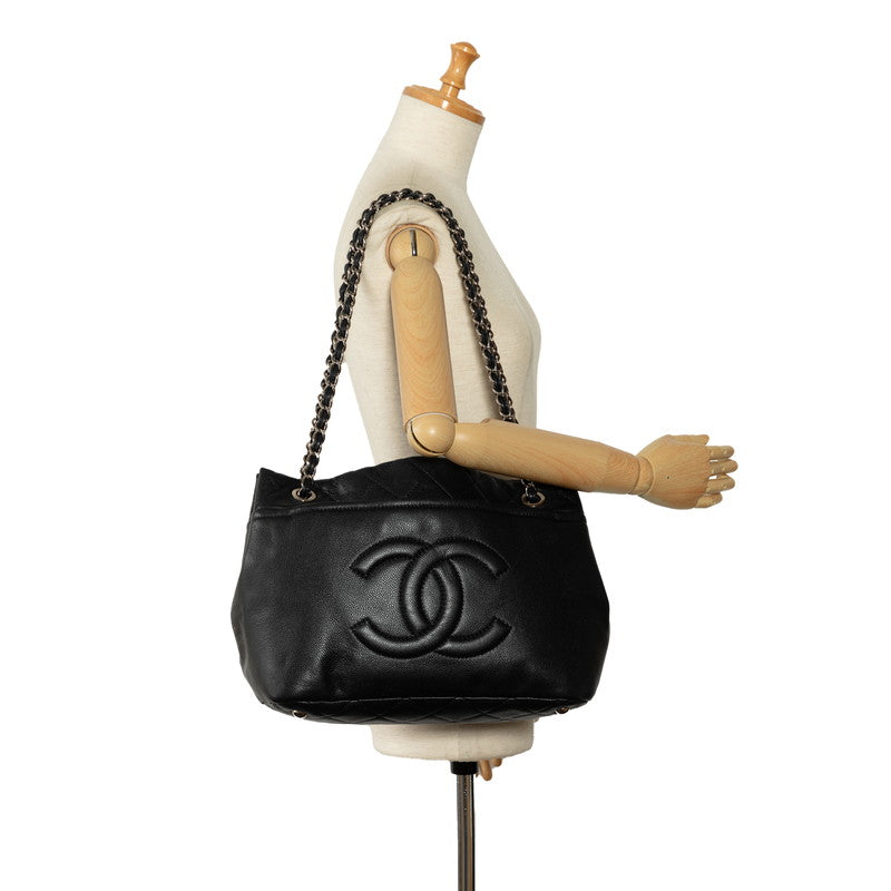 Chanel Matrases Coco Chain Shoulder Bag Tote Bag Black Leather Chanel