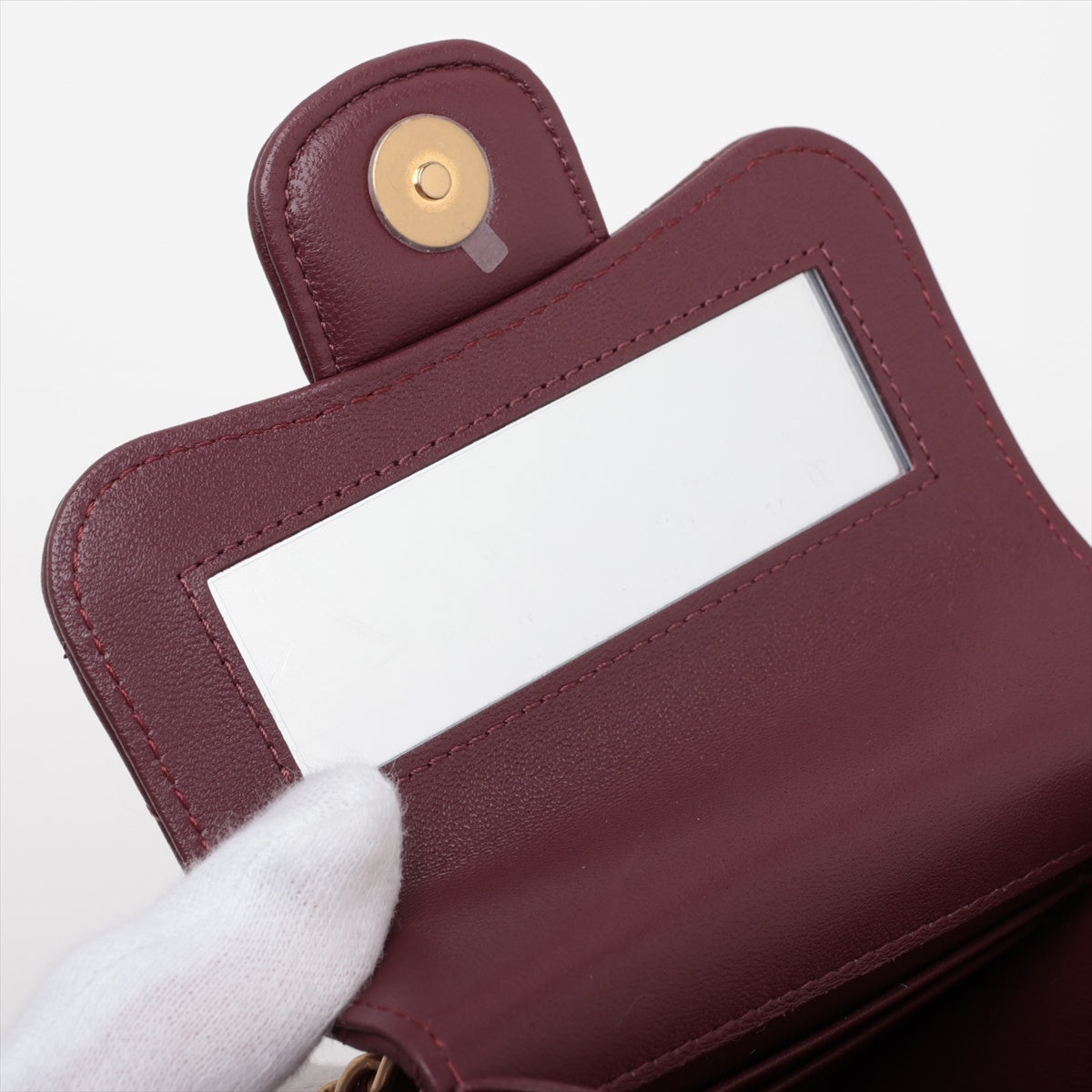 Chanel Mini Matrasse Chain Shoulder Bag Top Handle Bordeaux G