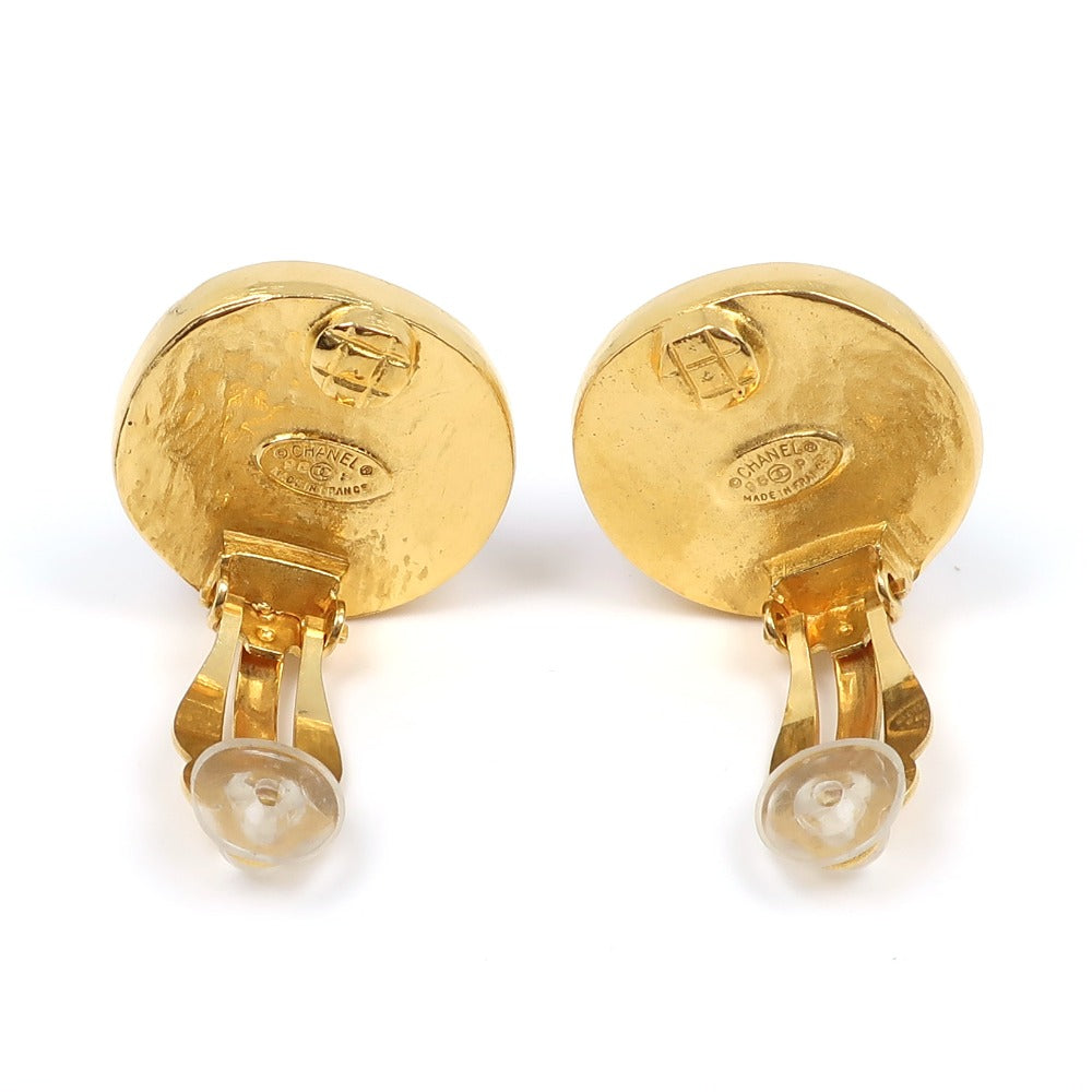 Chanel Chanel Coco Mark Earrings G French Red 98P 17.2g Coco Mark A-Rank Earrings