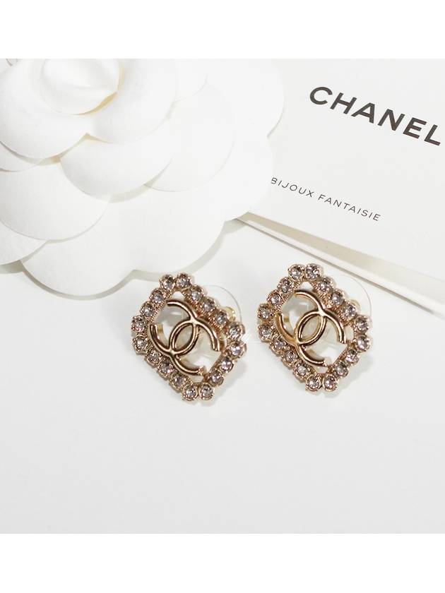 CC Logo Octagon Pendant Earrings Gold Chanel