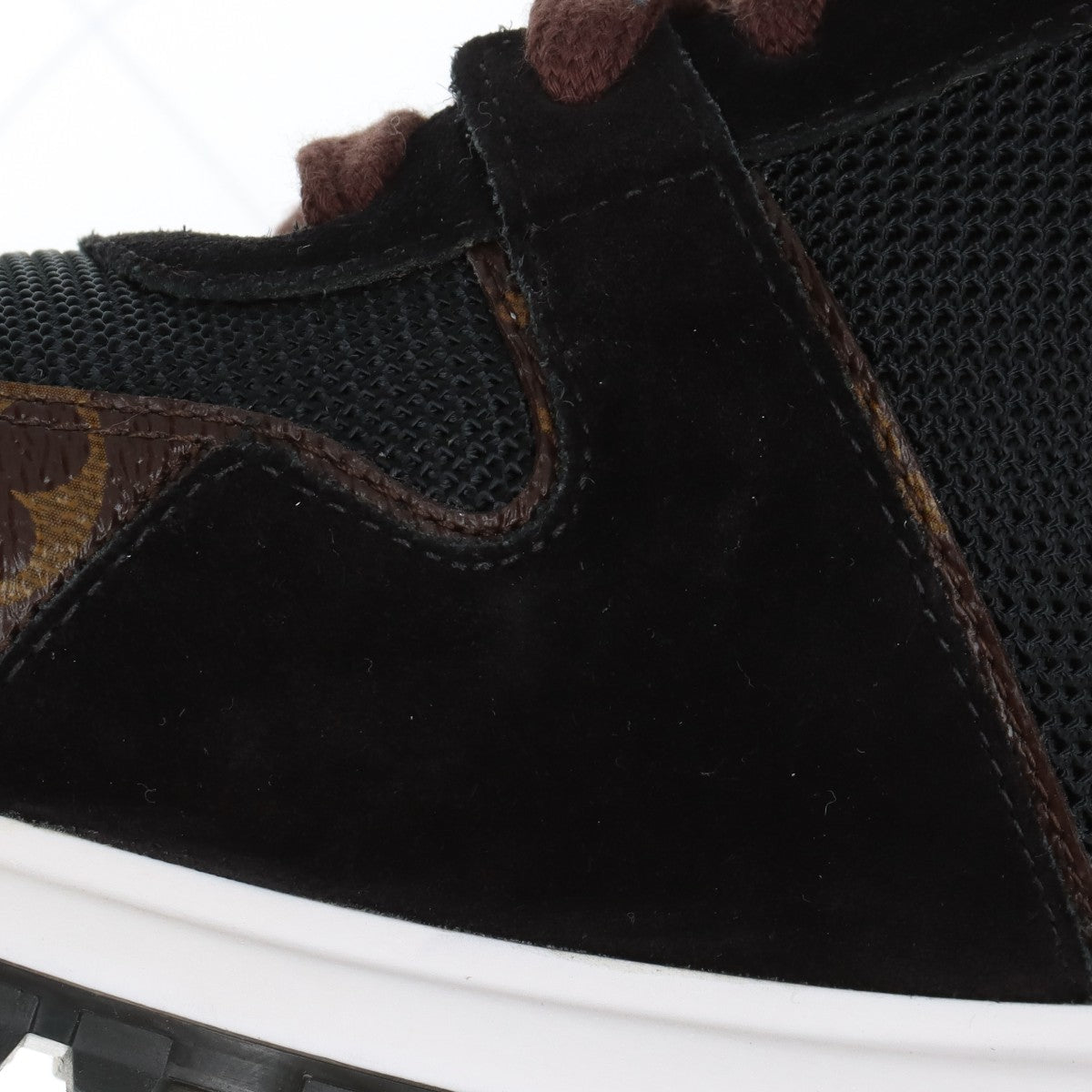 Louis Vuitton Runwayline 18 Years MeshLeather Trainers 37.5 Black×Brown CL0188 Monogram Bag