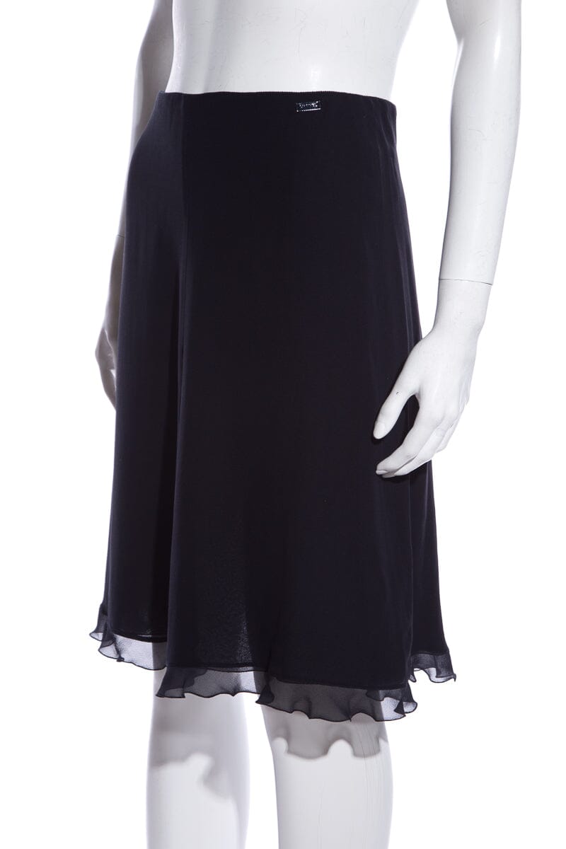 Chanel '01 Navy Ruffle Hem Skirt SZ 36