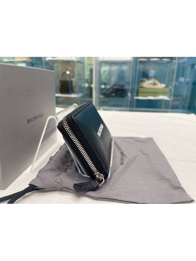 Luxury Balenciaga Logo Zip Around Half Wallet Black