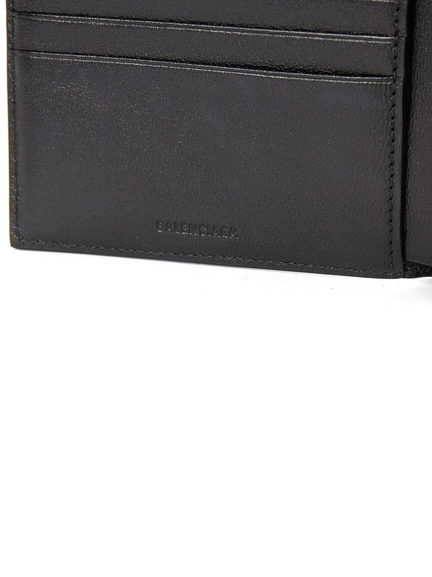 Luxury Balenciaga Logo Print Leather Half Wallet Black