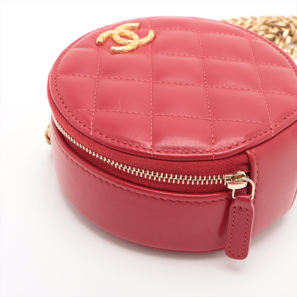Chanel Lambskin Chain Shoulder Bag Red G