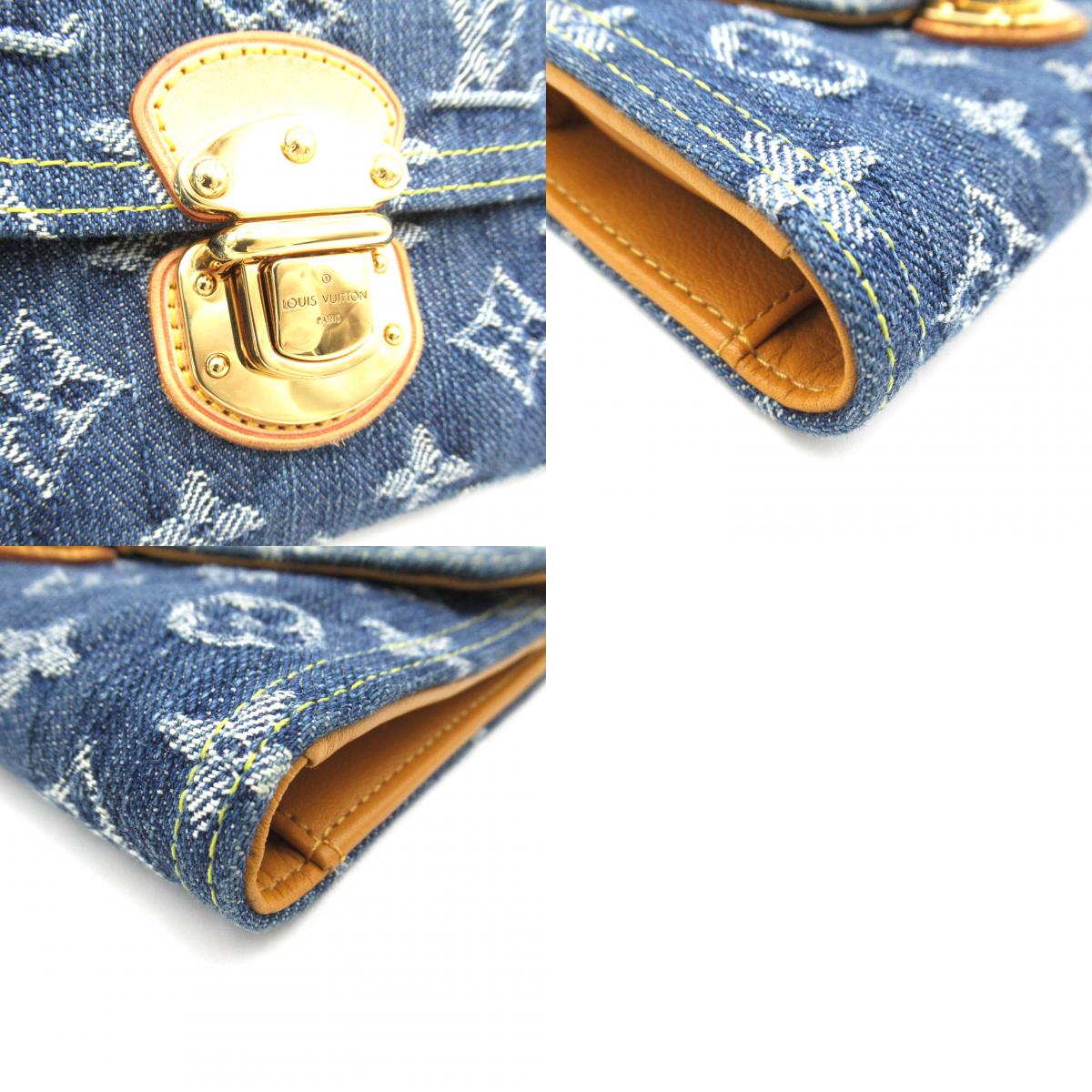 Louis Vuitton Portefolio America Double Fable Wallet Denim Monogram Denim Blue M95511