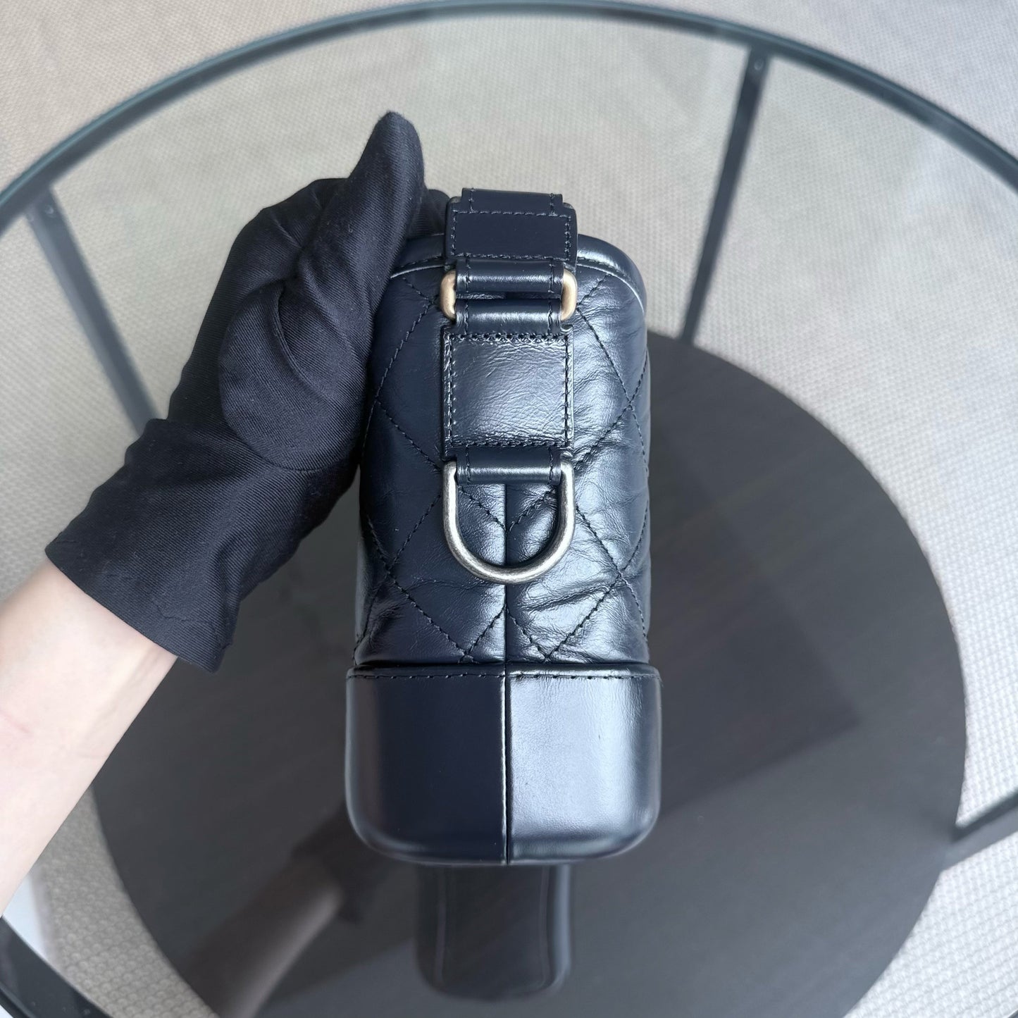 Chanel Gabrielle Small - Aged Calfskin Dark Blue Mixed Gold Hardware Series 26