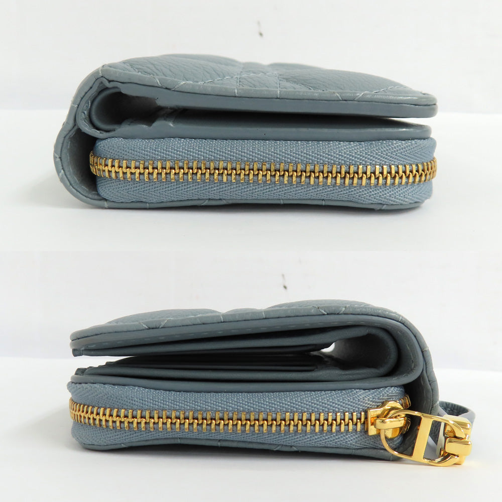 Dior Dior Caro Scarlet Biff Wallet S5032UWHC Lady Wallet Double Folded Wallet Cloud Blue ather Gold Coin High Quality Wade