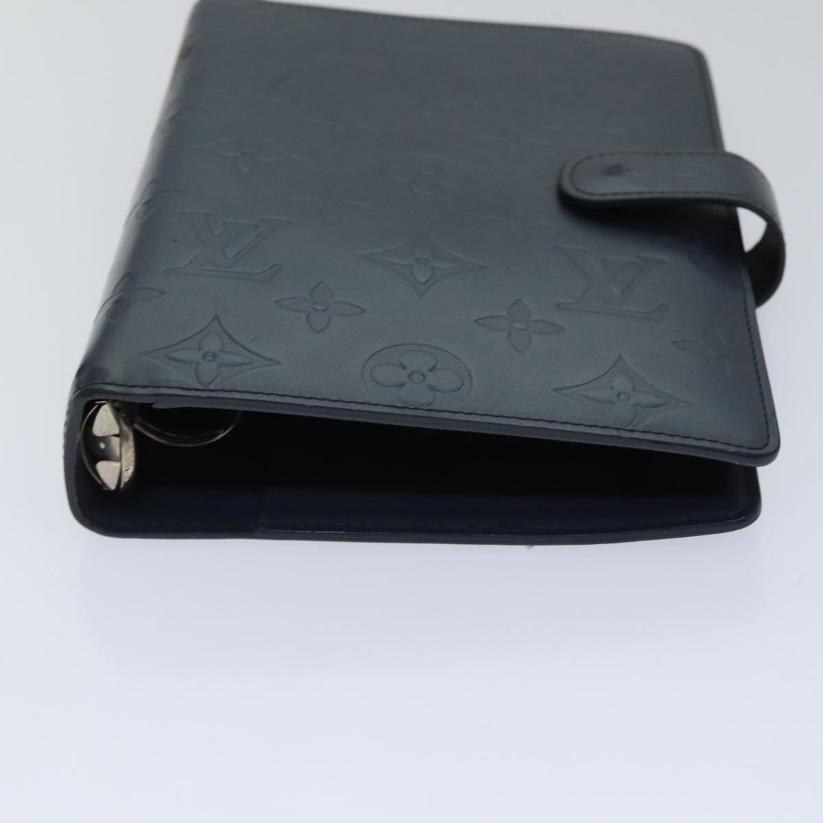 LOUIS VUITTON Monogram mat Agenda MM Day Planner Cover Navy LV Auth fm3771
