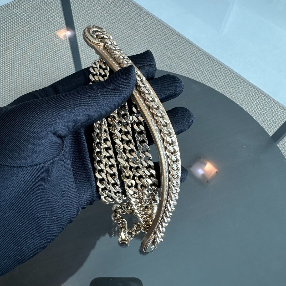 *Full Set Receipt, Chain Strap* Lady Mini Metallic Micro-Cannage Gold GHW