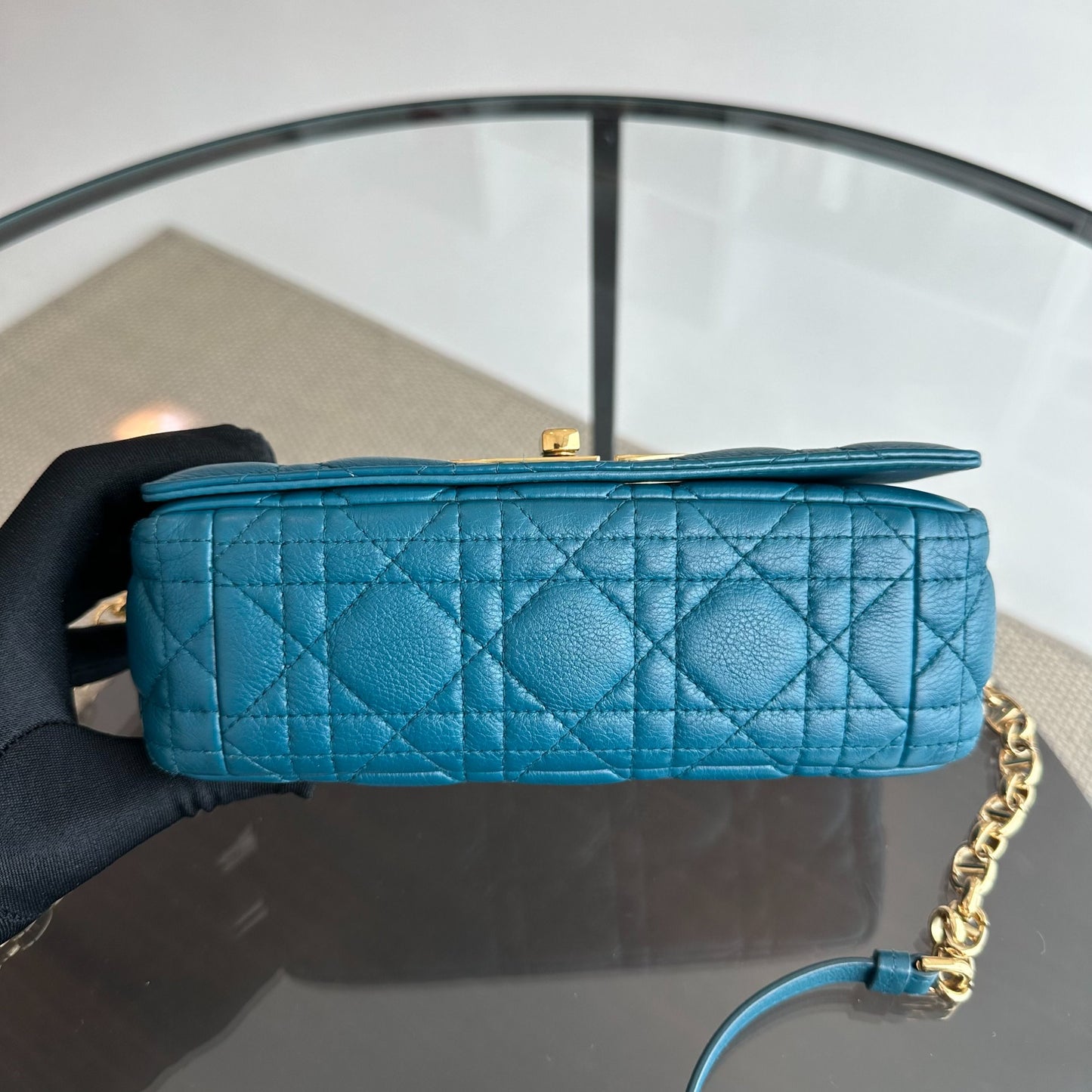 Dior Caro Small - Cannage Flap Bag Blue Calfskin GHW