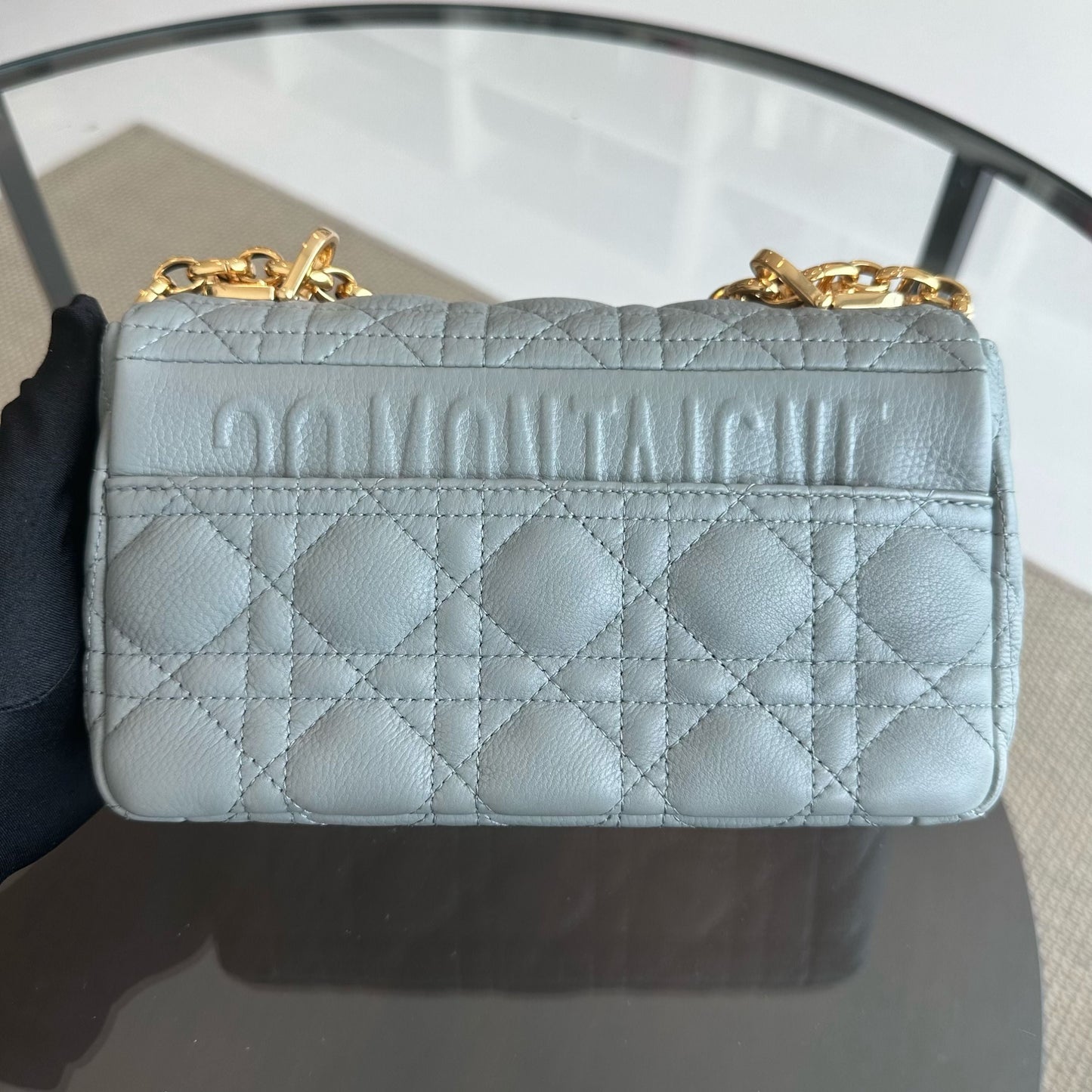Dior Caro Small - Cannage Grained Calfskin Haze Blue Gold Hardware