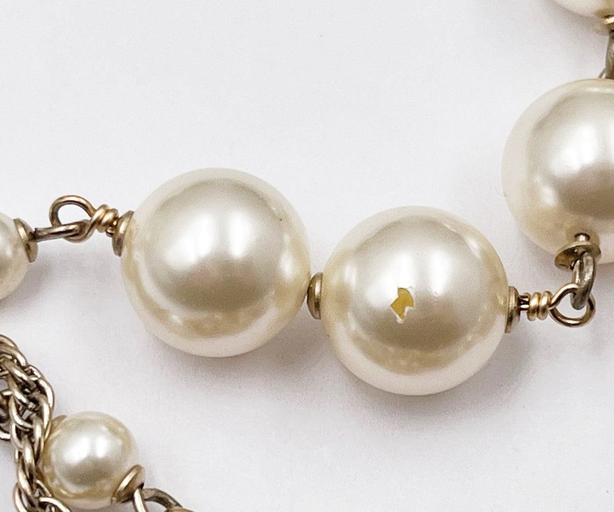 Top Quality Chanel gold CC Pastel Flower Crystal Pearl Long Necklace