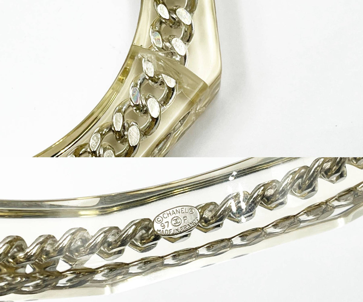 Top Quality Chanel Gold Silver Chain Resin Cuff Bangle Bracelet