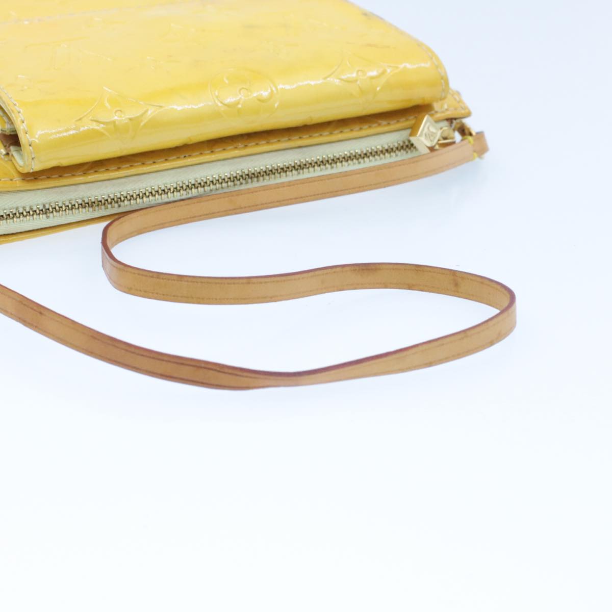 LOUIS VUITTON Monogram Vernis Motto Pouch Yellow M91059 LV Auth am016g