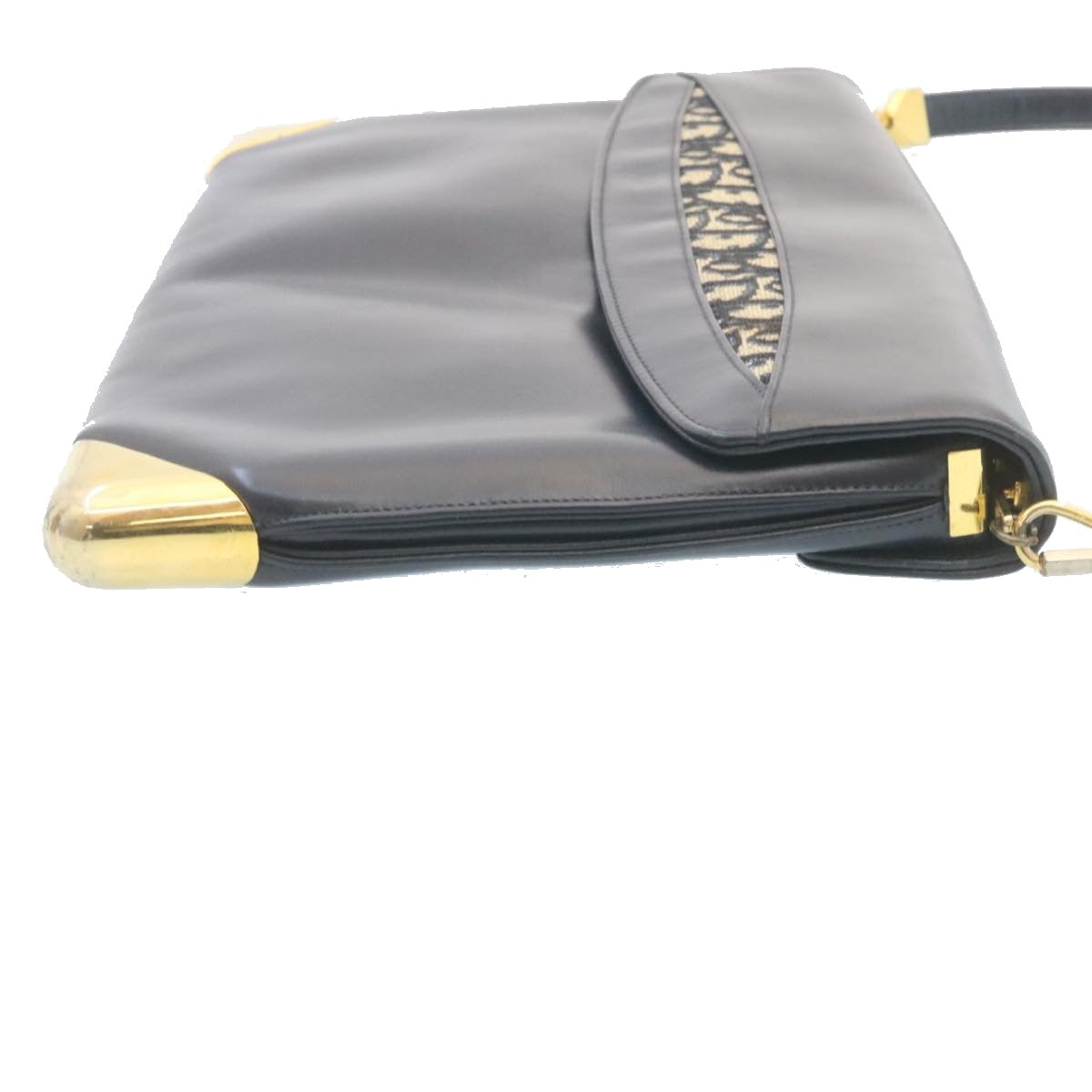 CHRISTIAN DIOR Trotter Canvas Shoulder Bag PVC Leather Blue Auth am1903g