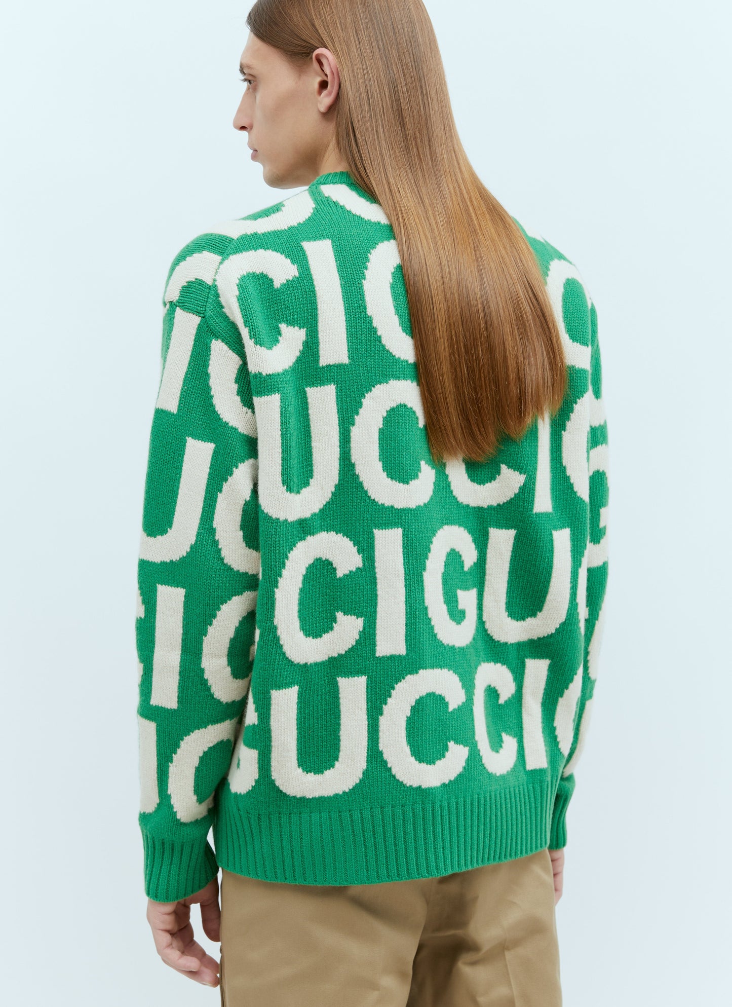 Gucci Men Logo Intarsia Wool Sweater