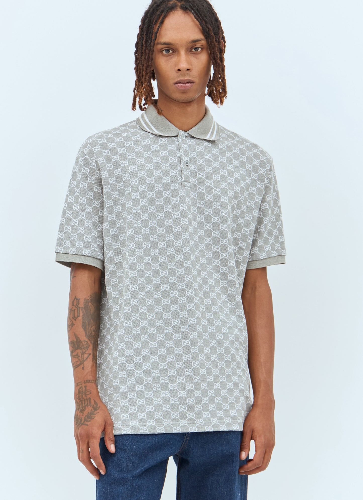 Gucci Men Gg Jacquard Polo Shirt
