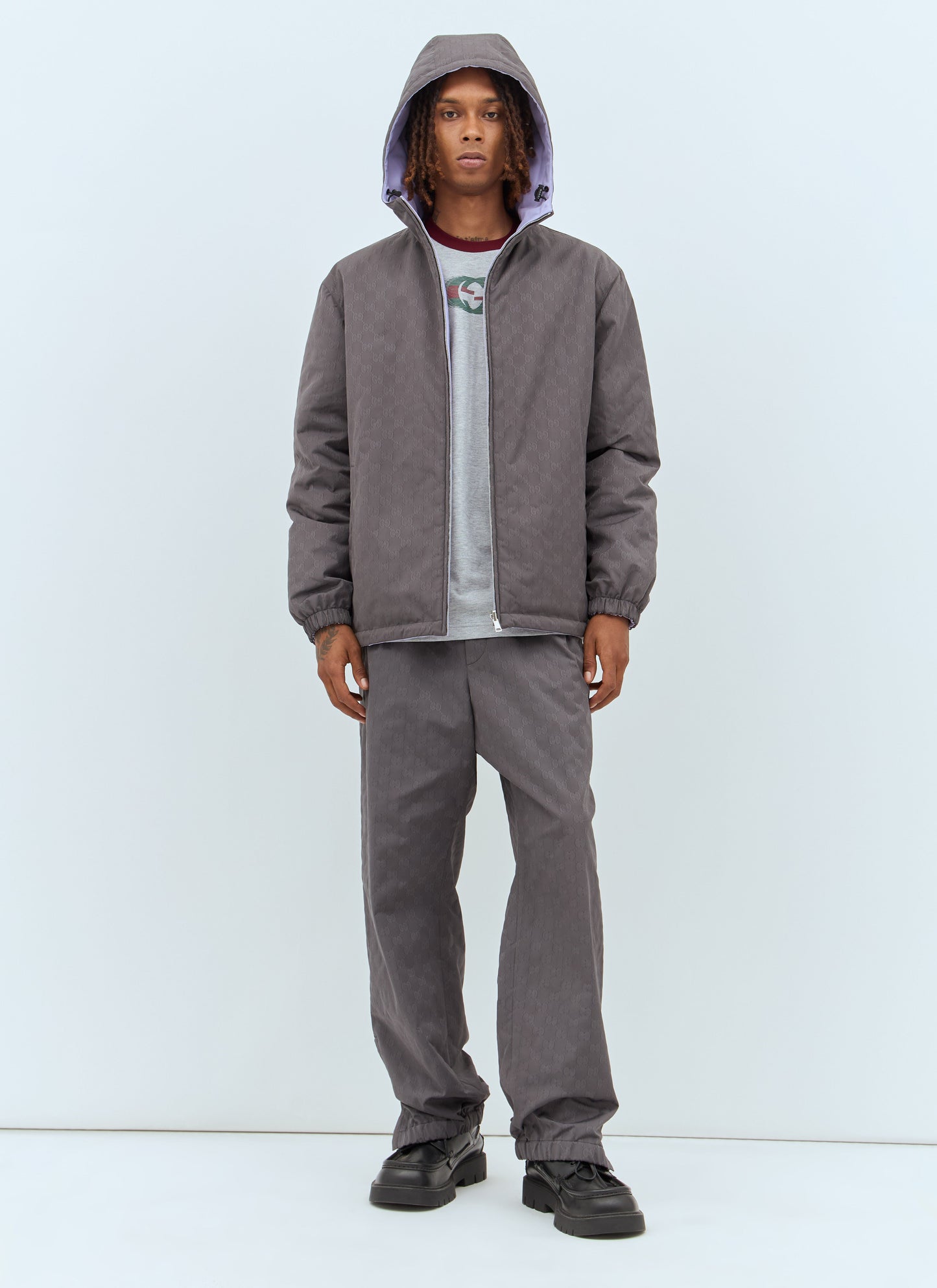 Gucci Men Gg Reversible Nylon Jacket