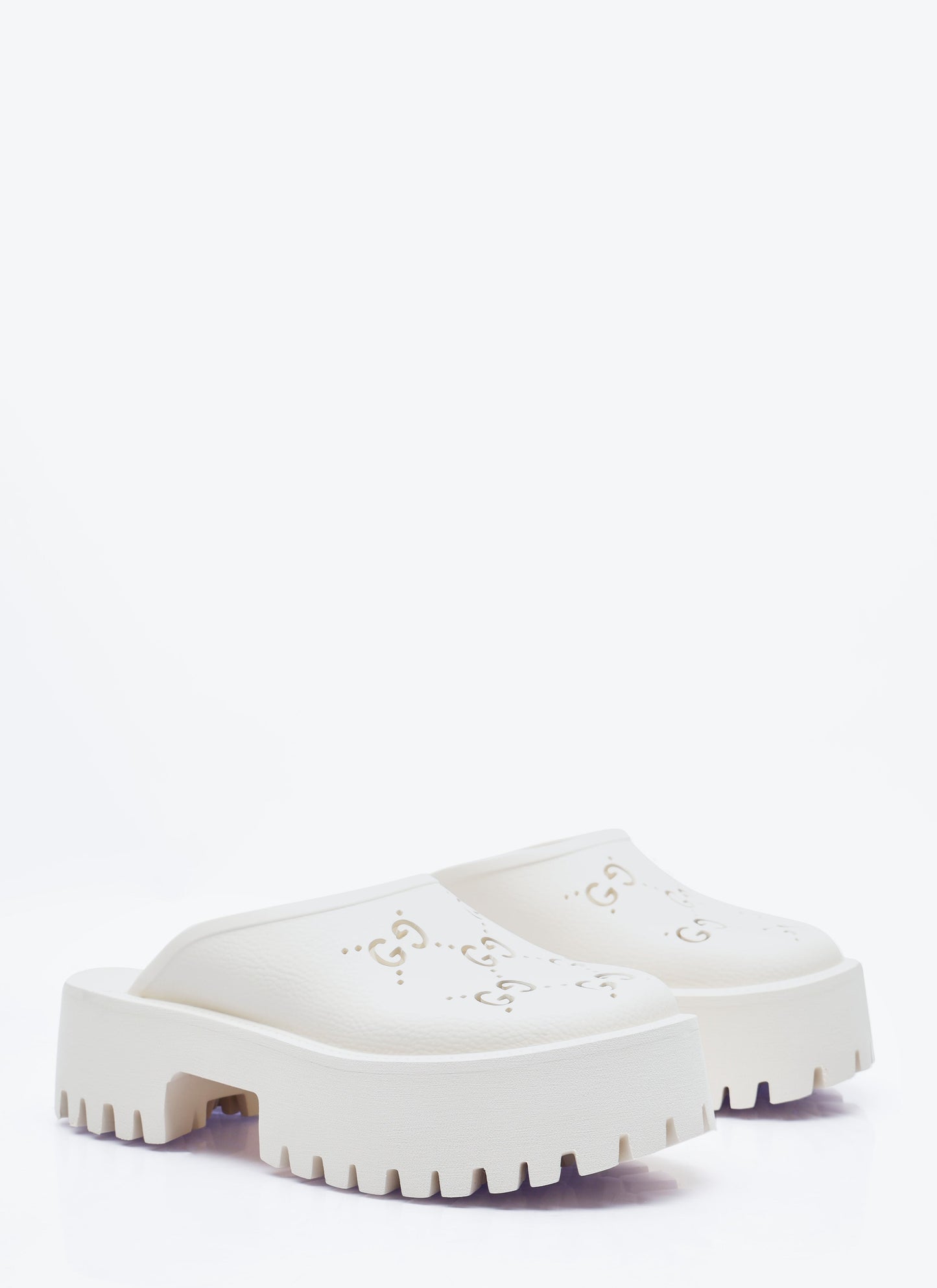 Gucci Women Perforated G Platform Mules