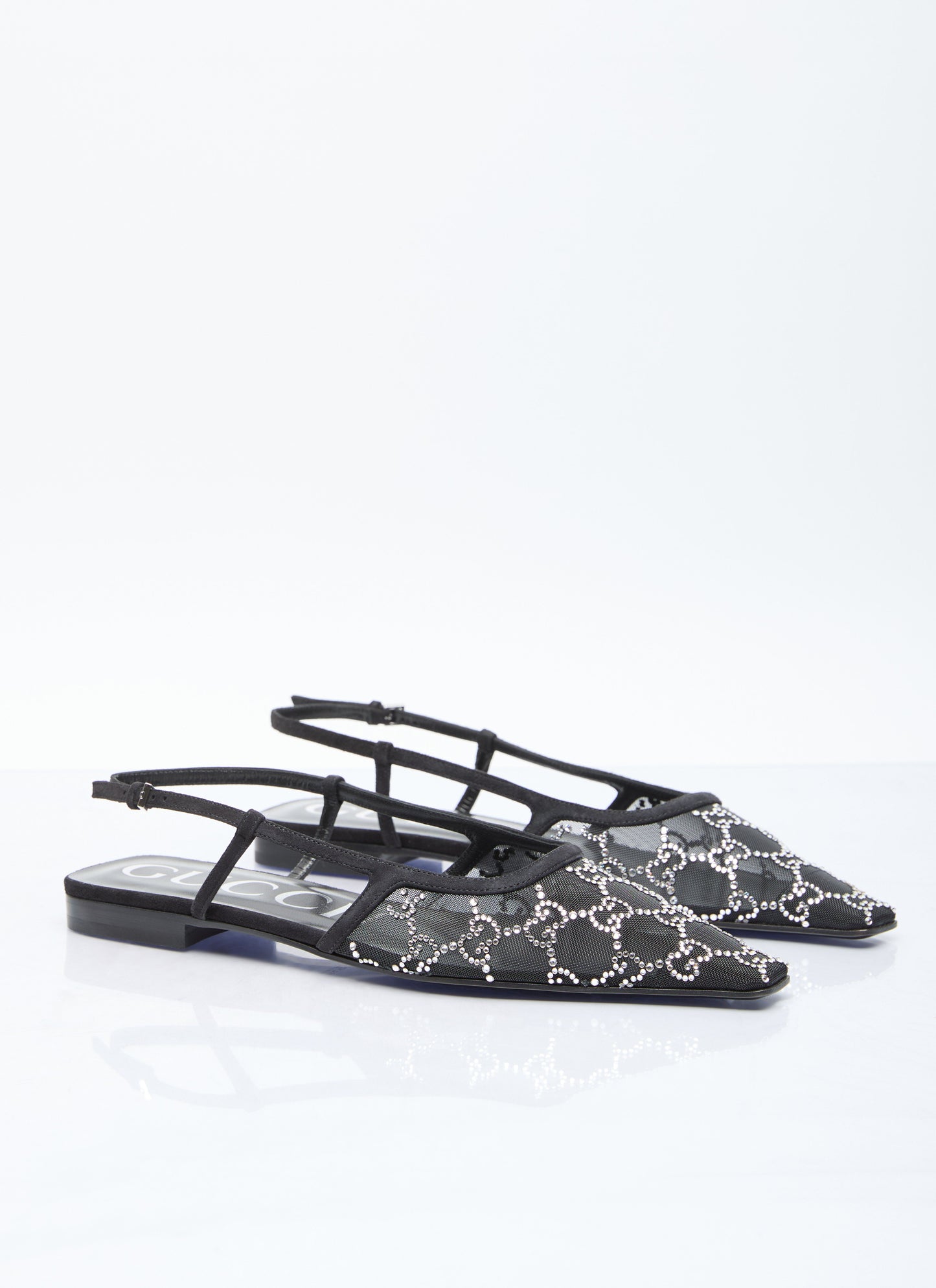 Gucci Women Gg Crystal Slingback Flats