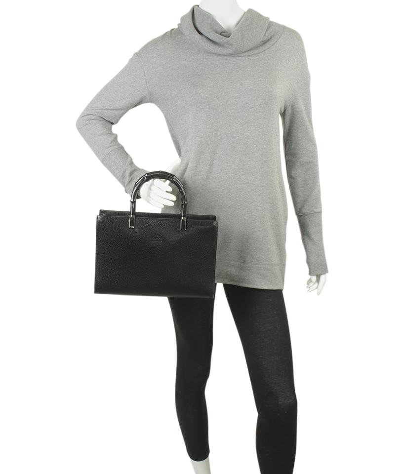 G*G Cinghiale Bamboo Black Leather Tote