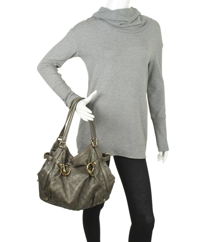 G*G Horsebit Jockey G*Gssima Grey Leather Tote