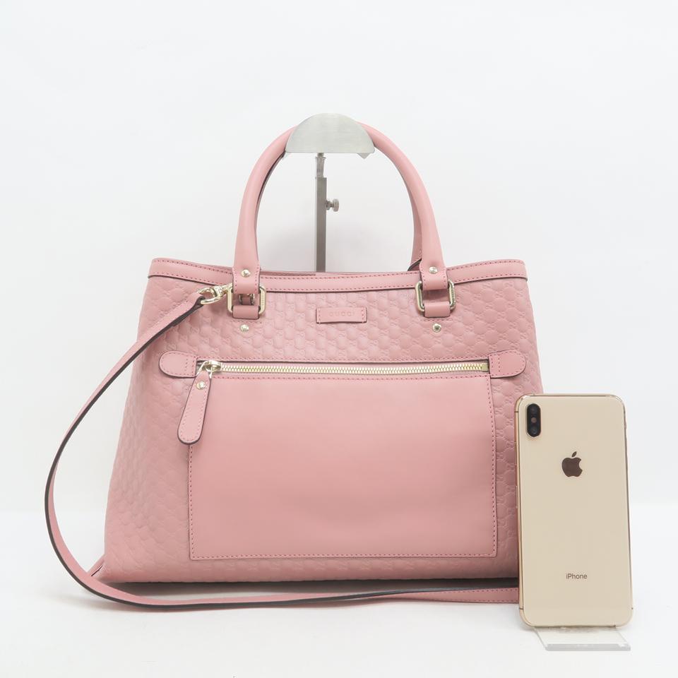 Gucci Mirco Guccissima Large Tote Pink Calfskin Satchel
