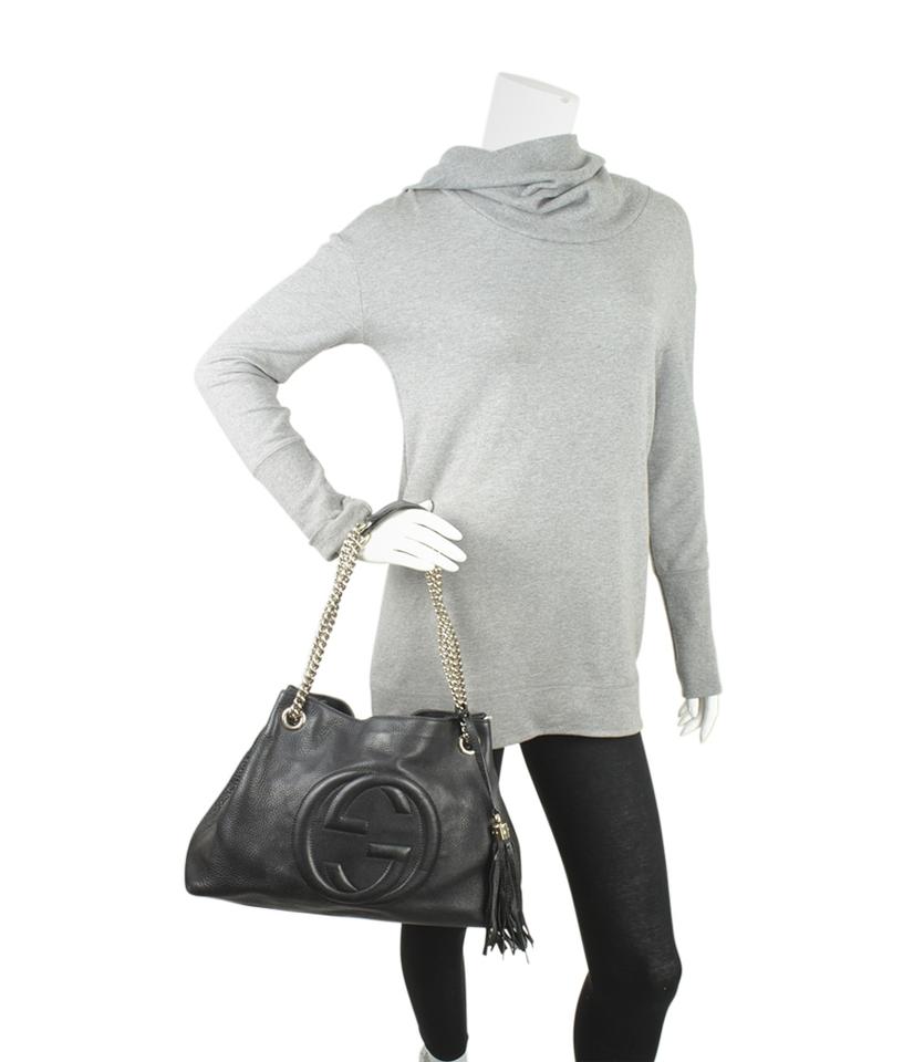 G*G Soho Medium Chain Black Leather Tote