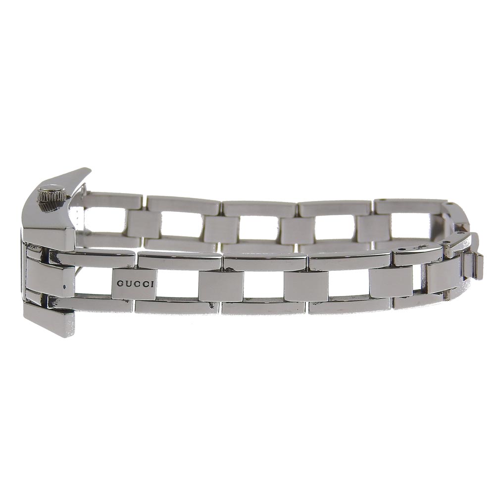 GUCCI Watches Quartz 110 Stainless Steel Silver 3P diamond black dial Women Used