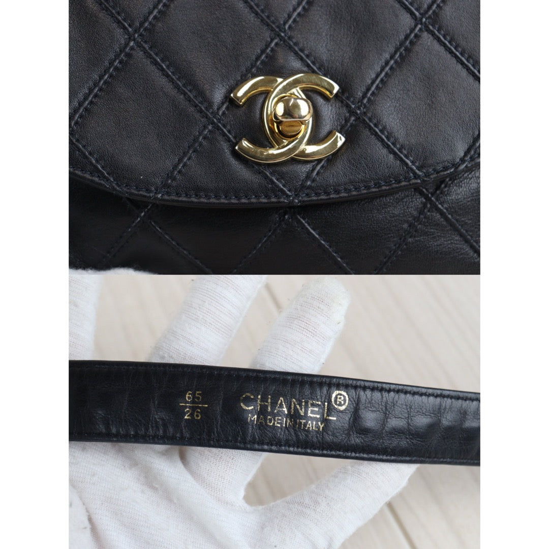 Rank A | CHANEL Matrasse Lambskin Waist Bag|23070714