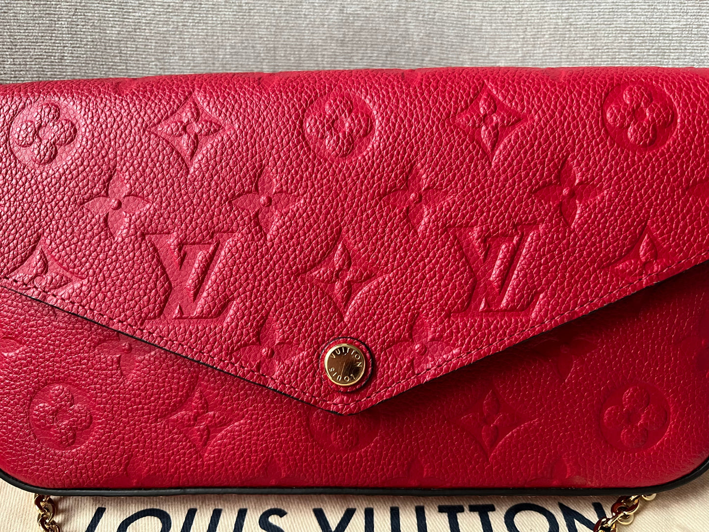 Louis Vuitton Felicie Pochette Red Empreinte Monogram (RRP £1160)