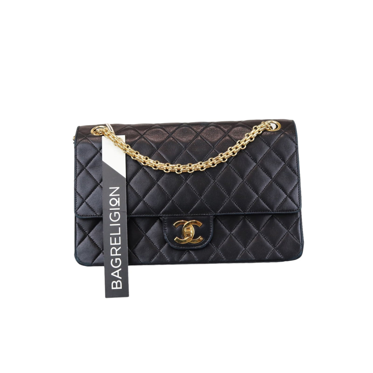 Mademoiselle Vintage Double Flap Medium Black GHW