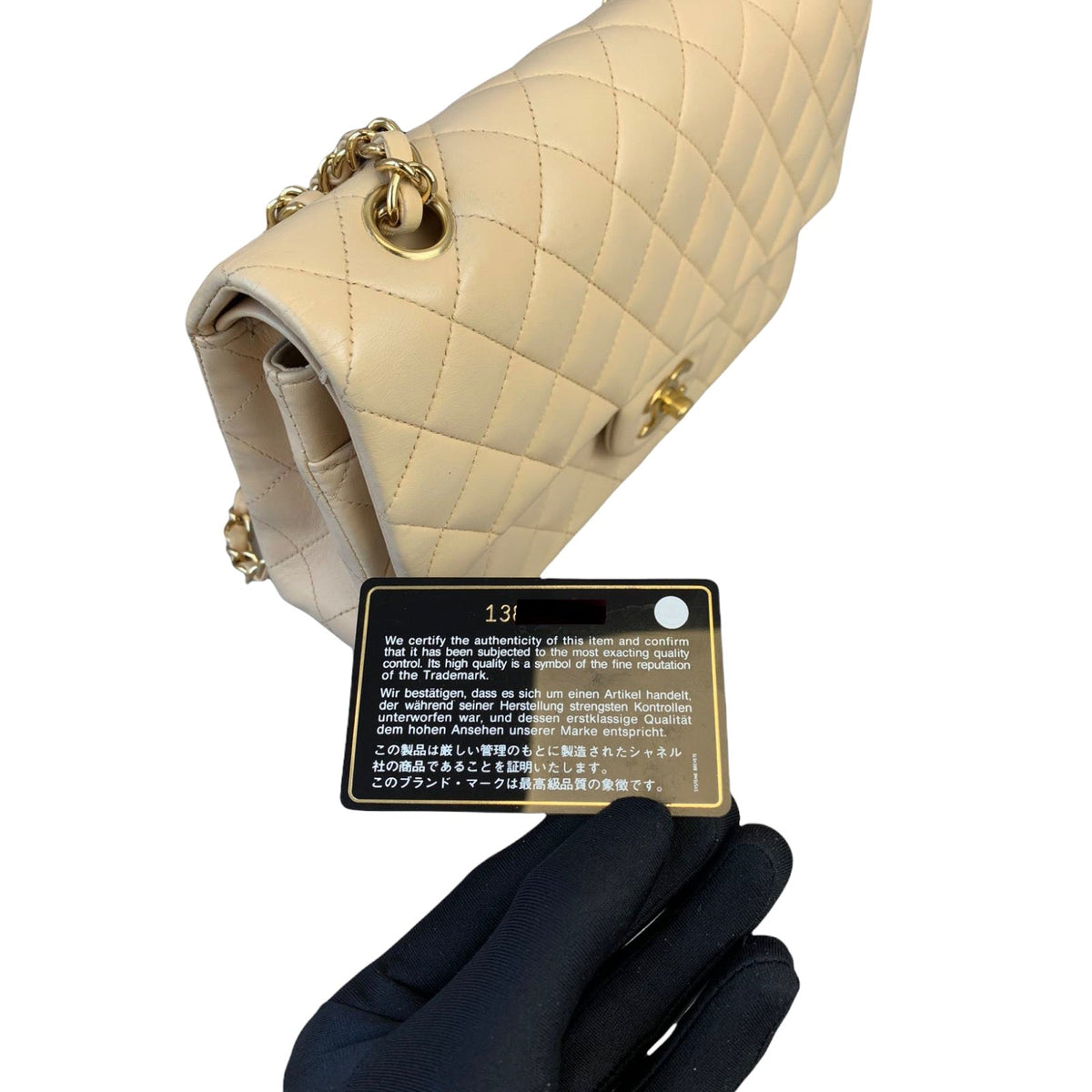 Classic Lambskin Double Flap Medium Beige GHW
