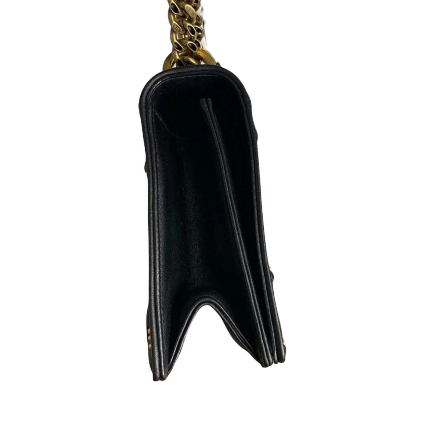 Studded Diorama Bag Medium Leather Black GHW