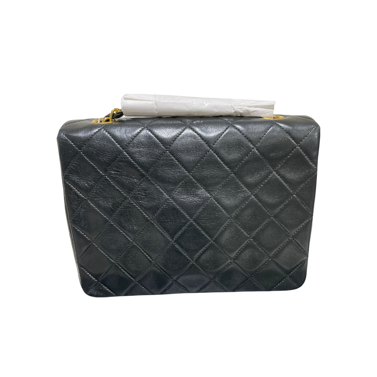Large Mini Square Classic Vintage Flap Black GHW