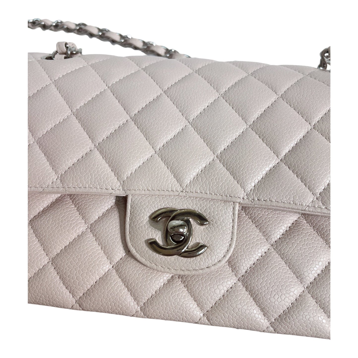 Chanel Classic M/L Medium Flap Quilted Light Pink Caviar Gold Hardware
