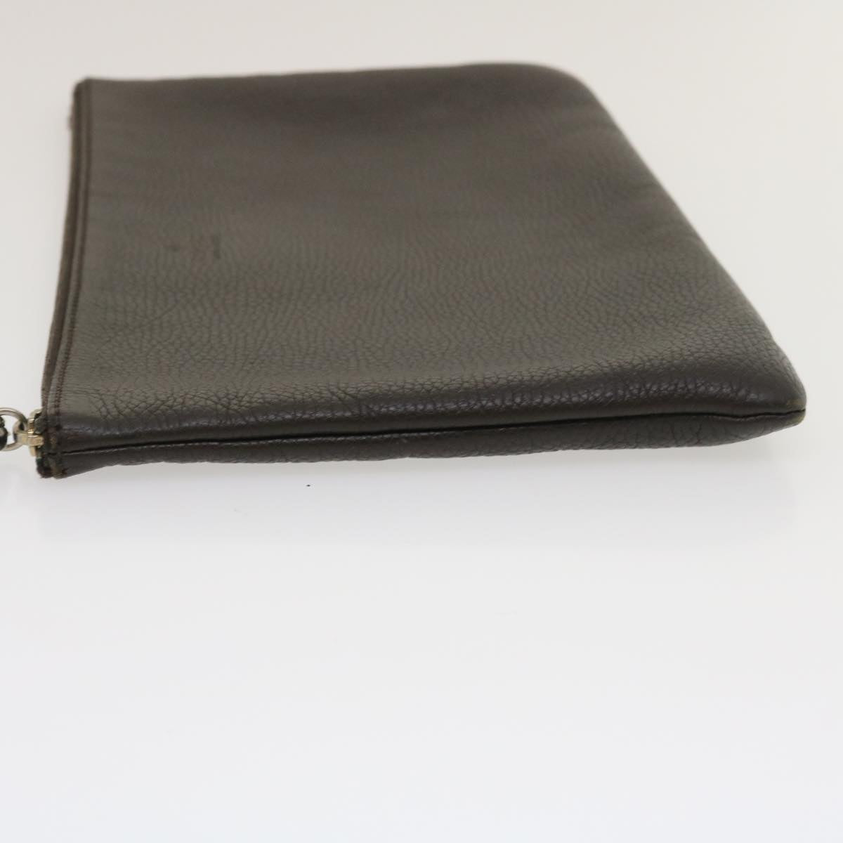 Gucci Clutch Bag Leather Bamboo Brown Auth ki1847