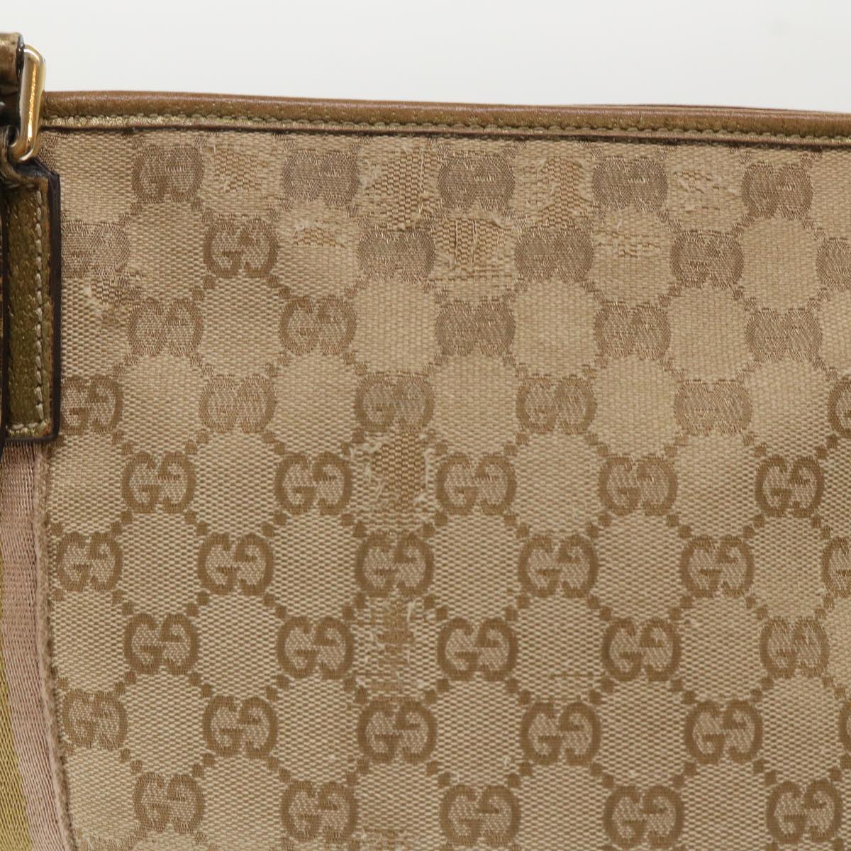 Gucci GG Canvas Sherry Line Shoulder Bag Beige Gold pink 144388 ki3251