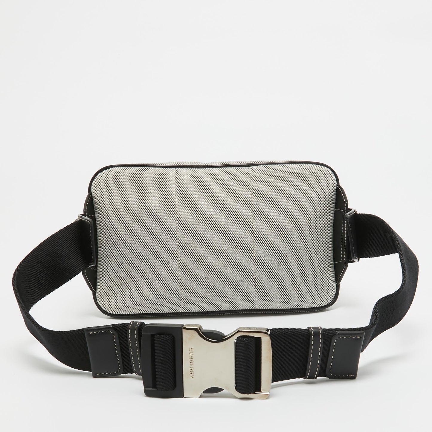 BURBERRY Grey/Black Canvas and Leather West Belt Bag