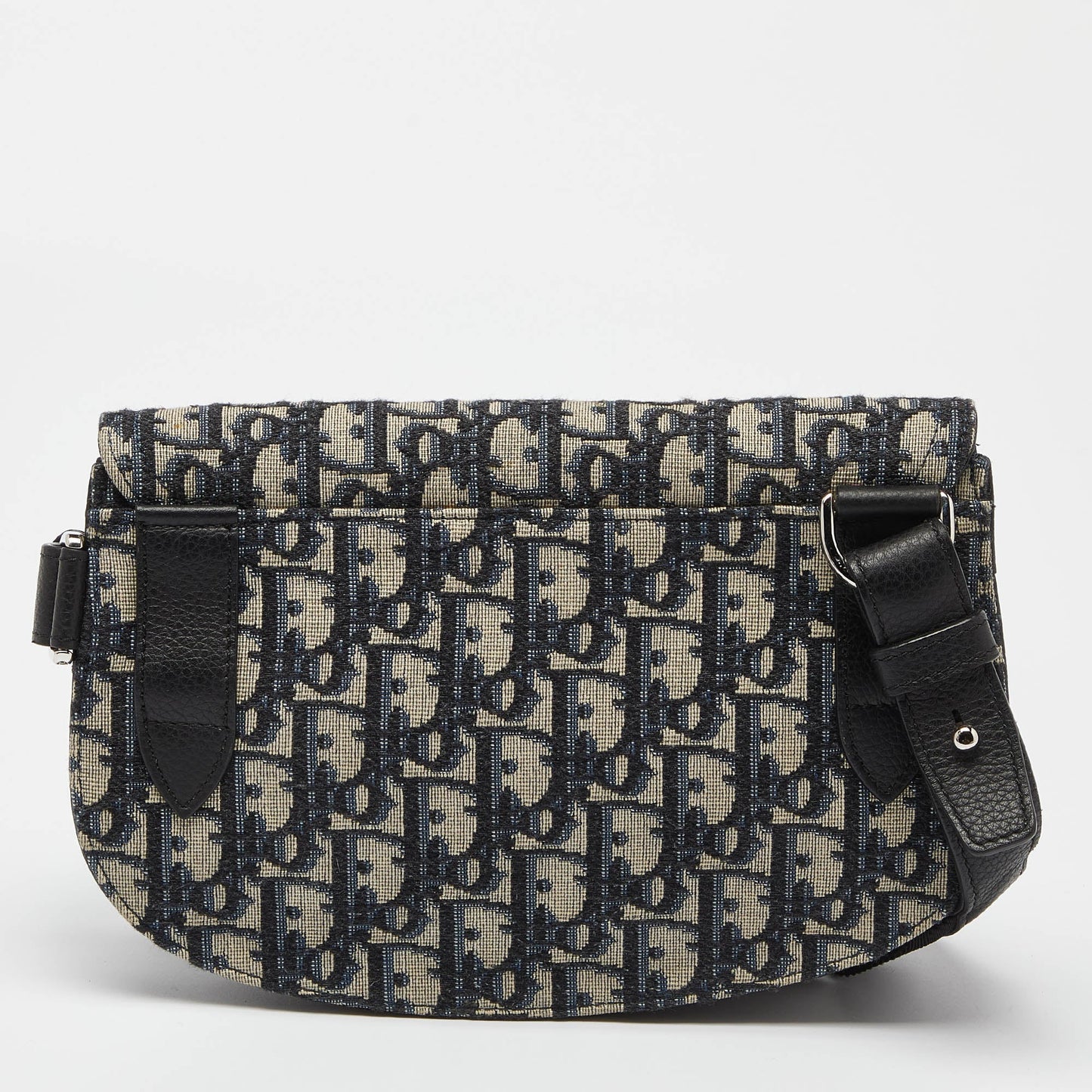 DIOR Navy Blue/Black Oblique Canvas and Leather Saddle Pouch Bag
