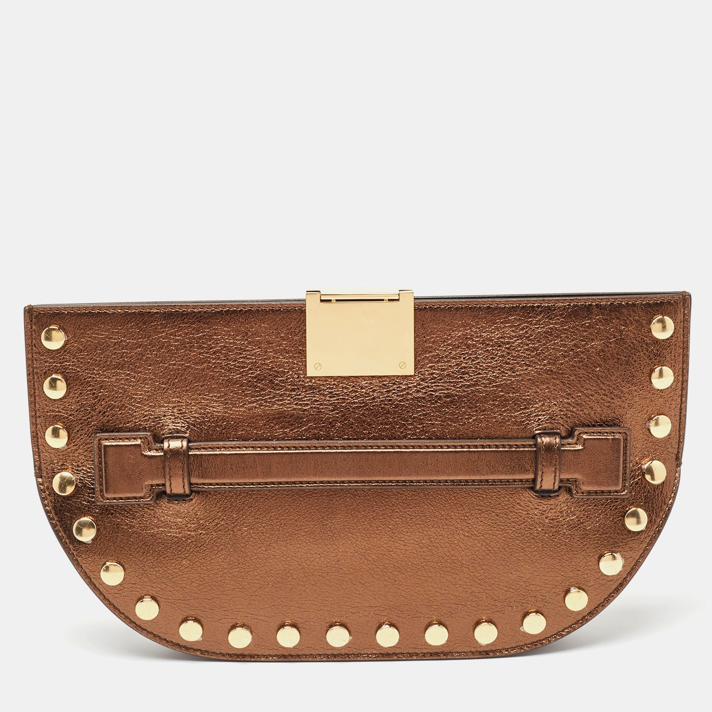 BURBERRY Bronze Leather Studded Olympia Clutch