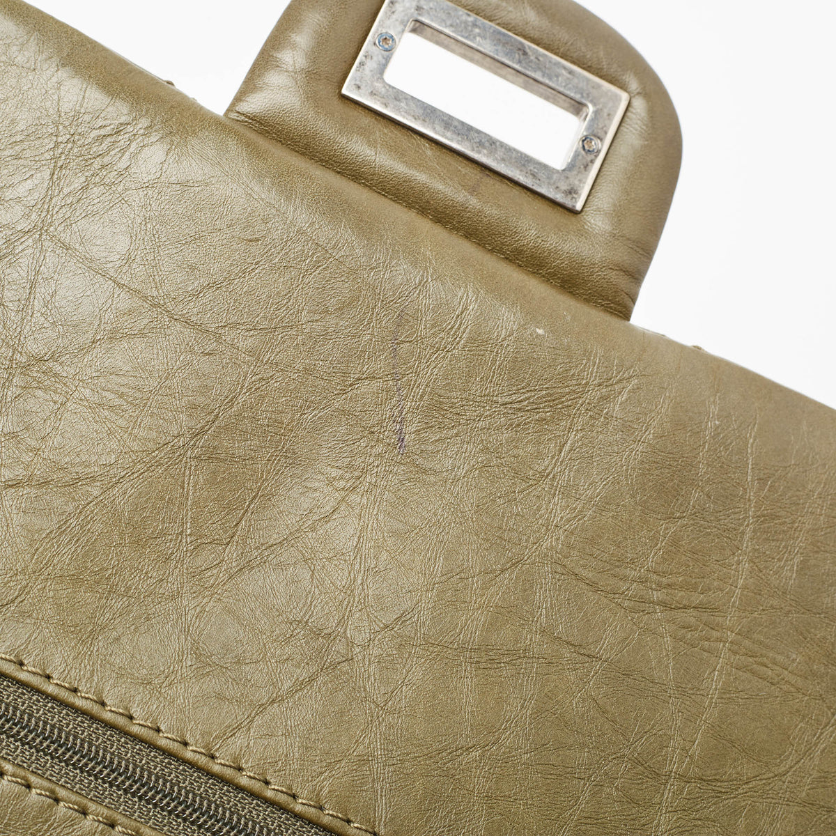 CHANEL Olive Green Quilted Aged Leather Reissue 2.55 Classic 227 Flap Bag