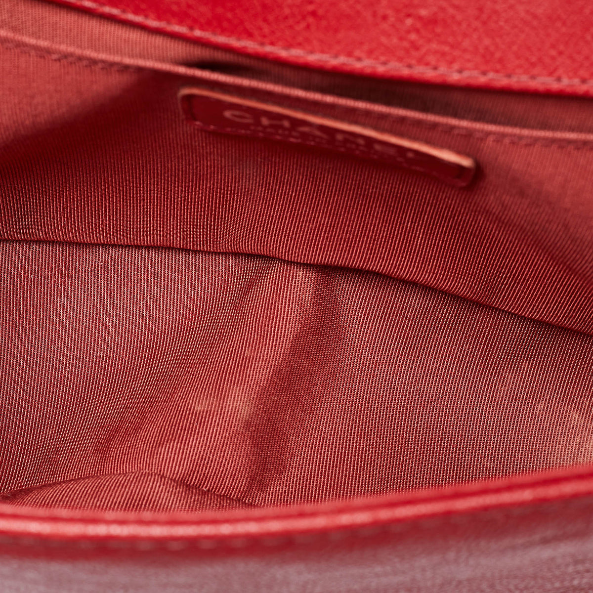 CHANEL Red Quilted Leather Medium Chain Around Boy Flap Bag