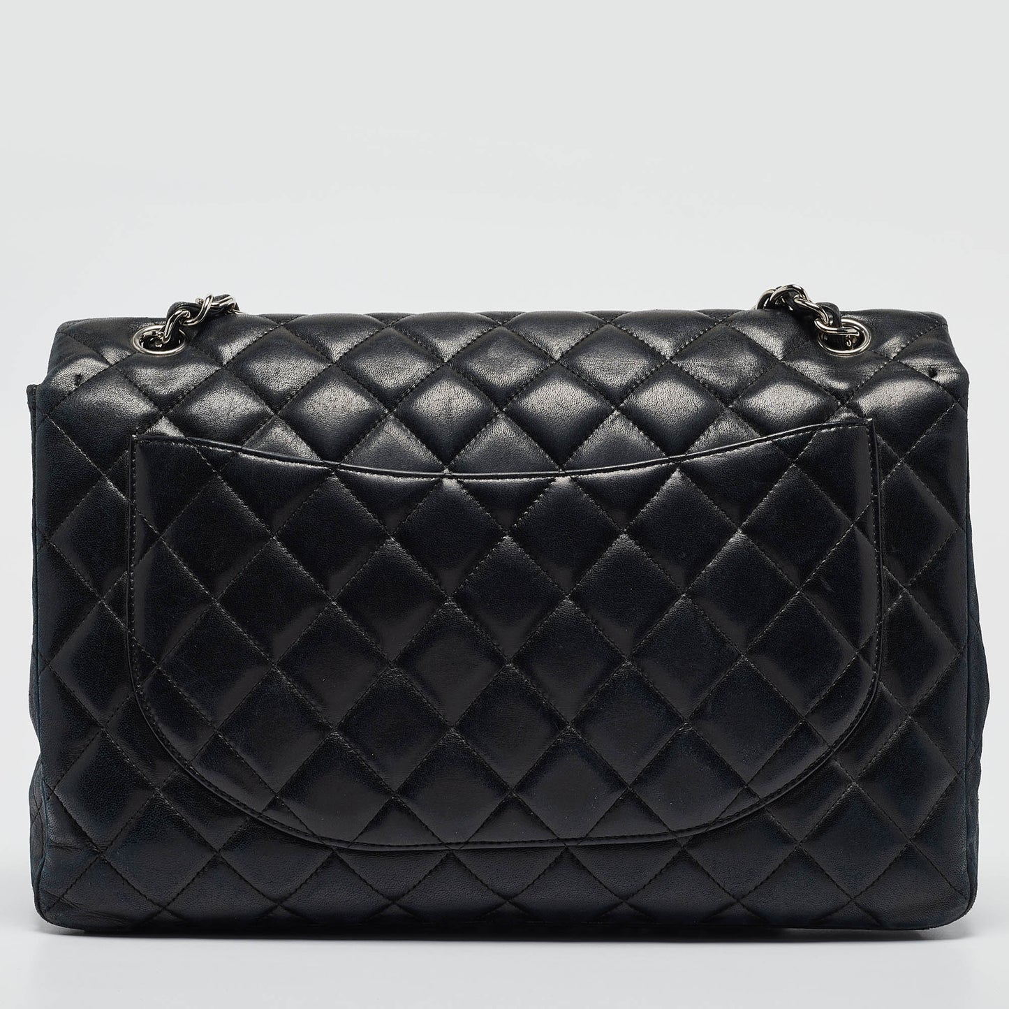 CHANEL Black Quilted Leather Maxi Classic Single Flap Bag